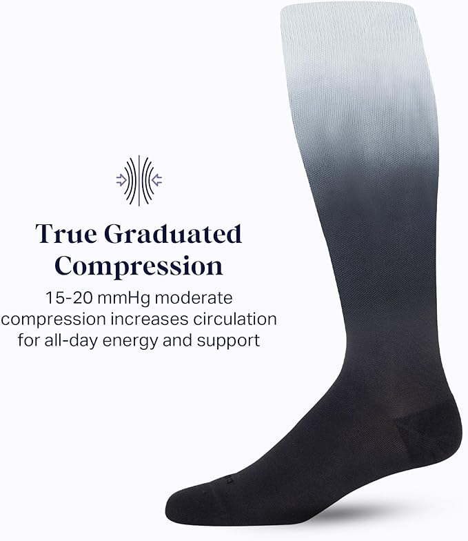 Comrad Nylon Knee High Socks - 15-20mmHg Graduated Compression Socks - Soft & Breathable Support Unisex Socks