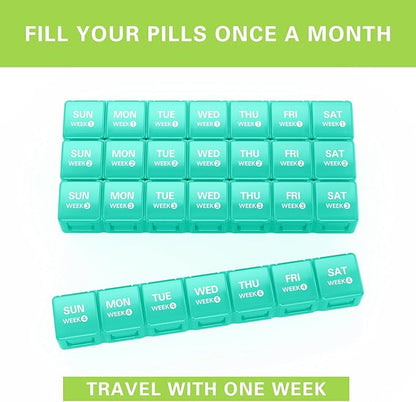 TookMag Monthly Pill Organizer 28 Day Pill Box, Travel Medicine Pill Organizer, Large 4 Weeks 1 Month Pill Cases with Dust-Proof Container for Pills/Vitamin/Fish Oil/Supplements