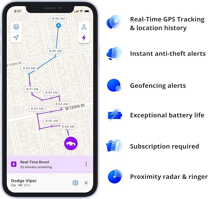 Invoxia GPS Tracker PRO - Real-Time Location - No Included Subscription - for Cars, Motorcycles, Bicycles, Children - Motion and Tilt Alerts - 4G LTE-M Network - Up to 3 Months of Battery Life