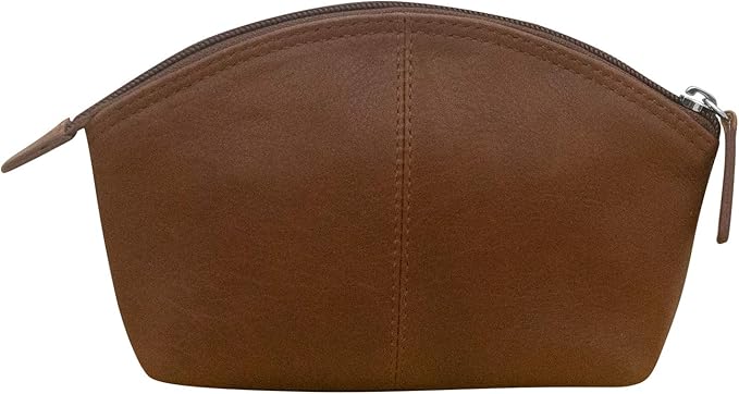 ili New York Genuine Leather Cosmetic Pouch – RFID Blocking, Leather Makeup Bag for Purse with Top Zip Closure & Interior Zip Pocket, Perfect as a Compact and Stylish Travel Cosmetic Bag