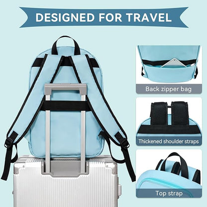 OMOUBOI Casual Daypacks Superbreak Backpack 14 inch Laptop Backpack for Women & Men Fits Tourism Business (Skyblue)