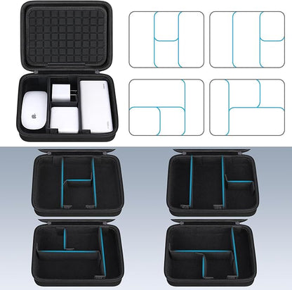 Lacdo Hard Travel Electronic Organizer Case for MacBook Power Adapter Charger, Cables, Apple Pencil, Mouse, Power Bank, USB Flash Disk,SD Card Small Protective Portable Accessories & 3 Cable Tie,Black