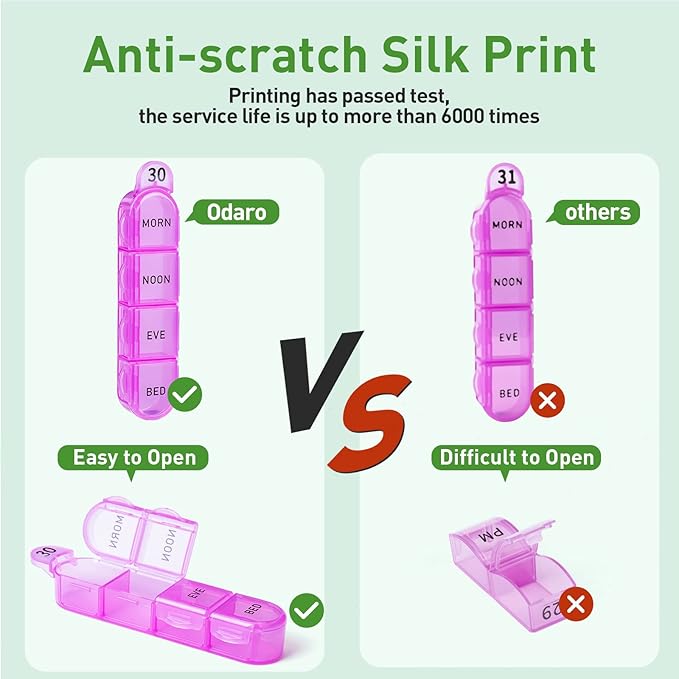 Odaro Monthly Pill Organizer 4 Times a Day, 30 Day Pill Organizer, Monthly Pill Box 4 Times a Day Organizer, Portable Pill Case Organizer（Rainbow）