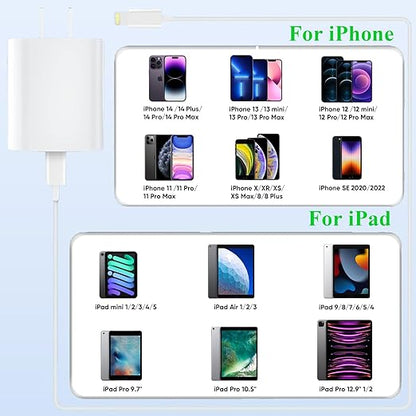 2Pack Fast Charger iPhone [Apple MFi Certified],10FT iPhone Charger Fast Charging USB C to Lightning Cable with 2Pack PD USB C ChargerBlock 10ft i Phone Charger Cord for i Phone 14/13/12/11/X/XS Max/8