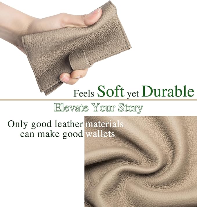 Passport Wallet for Women – Slim RFID Blocking Passport Cover with 1 Passport Slot & 3 Card Slots, Coin Pocket & SIM Slot – Genuine Leather Travel Organizer Elephant Gray