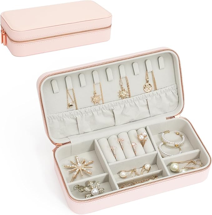 Travel Jewelry Box Jewelry Organizer for Travel Jewellery Organizers Box Jewelry Box for Women on Hallowmas Christmas Valentine's Birthday Pink
