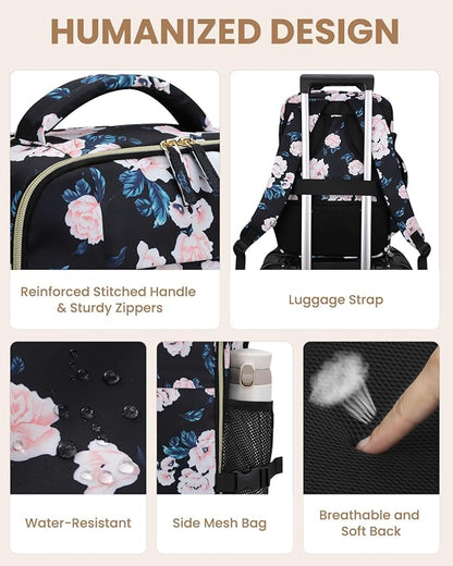 Travel Backpack for Women Man, Waterproof Personal Item Travel Bag Airline Approved Laptop Backpack Bookbag Weekender bags for Business,Travel, Work Fits 15.6 inch Laptop(Medium,Flower)