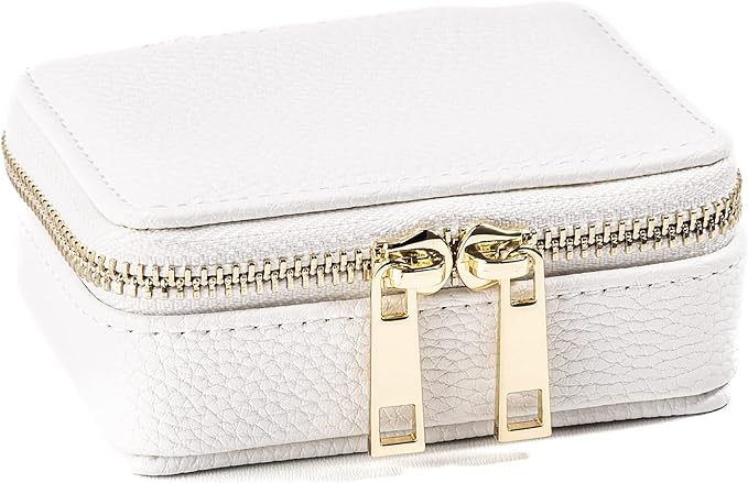 Weekly Travel Pill Organizer - Vegan Leather Pill Case with Removable 7 Day Pill Box, Travel Medicine Organizer for Medicine, Vitamin, Supplement (White)