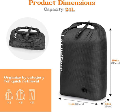 Compression Laundry Bag for Travel, Dirty Clothes Travel Laundry Bags, Waterproof Space-Saving Wet Clothes Storage Organizer, Smell Proof Laundry Bag Camping, Clothing, Swimming, Yoga, Gym
