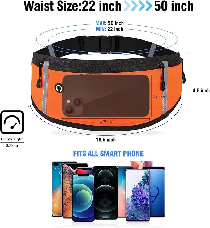 Running Belt Waist Fanny Pack: Slim Phone Holder Workout Pouch for Walking JoggingOrange