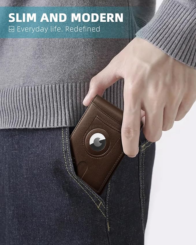 Zitahli Men's Wallets Airtag Holder Slim Rfid Leather with Gift Box