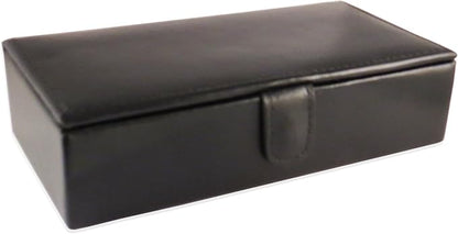 Cuff-Daddy Leather Travel Cufflinks and Rings Storage Box Case for 8 Pairs - Cufflinks Holder Display Jewelry Case - 6 1/4" x 1" x 3" - Storage Cuff Links Jewelry Box with White Outerbox