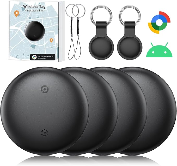Bluetooth Smart Tags for Android,Air Tracker Tags-4 Pack Android,Keys Finder,Item Locator Works with Google Find Hub App(Android only),Android Tracker Tag for Keys,Luggages,Backpack,Wallet