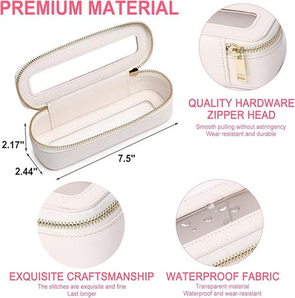 Pinkmik Travel Clear Makeup Bag with Brush Bag Portable Cosmetic Bag Case Transparent Toiletry Bag Cosmetic Organizer Storage Bag for Women (White, L+SLIM)