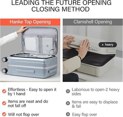 Hanke 26 Inch Large Checked Luggage PC Hard Shell Luggage Top Opening Travel Luggage Suitcases with Wheels for Woman Men.(Grey)