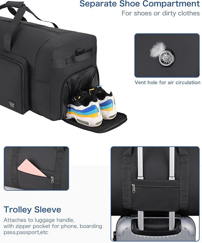 80L Large Duffle Bag for Travel, Urtala 26” Travel Duffle Bag for Men and Women, Foldable Traveling Duffel Bags with Shoes Compartment, Waterproof and Tear Resistant