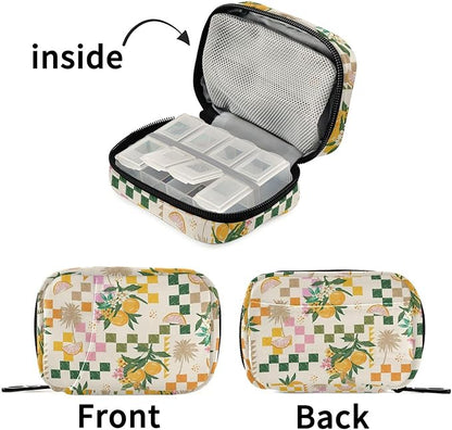 Fustylead Summer Fruit Lemon Pill Organizer and Storage Weekly with Zipper, Removable Pill Box Portable Medicine Organizer for Vitamin Fish Oil Supplement