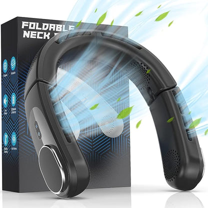 ChillGo Neck Fan - 4 Turbo Foldable Portable Fans - Personal Bladeless Fan 5200mAh with Strong Airflow, Neck Fans that Blow Cold Air with 4 Vent Small Mini Fans Wearable Cooling Fan for Travel Outdoor