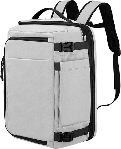 Carry On Travel Backpack with Shoe Compartment Flight Approved Laptop Backpack Expandable Work Business Backpack for Women Men Casual Daypack, Light Gray
