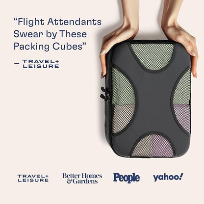 Shacke Premium 8 Packing Cubes Set - Lightweight Mesh Travel Luggage Organizers with Laundry Bag, 8-Piece Suitcase Storage System (Dark Grey)