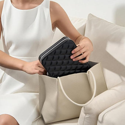 Lolalet Travel Jewelry Case for Women Girls, Travel Jewelry Organizer Box with Mirror & Clear Storage Bag, Small Portable Earring Necklace Bracelet Ring Case, Birthday Christmas Gifts -Large, Black