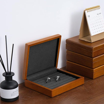 Oirlv Solid Wood Ring Jewelry Box Organizer Earrings Jewelry Drawer Organizer Tray with Lid (Grey)