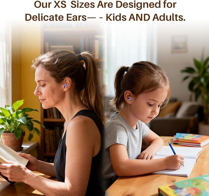 Ultra-Soft Noise Cancelling Ear Plugs, Reusable Silicone for Sleep Concerts Travel Office,33dB (NRR),Ergonomic Integrated Design Fit for Small Ear Canals Noise Sensitivity (Purple, 4 Pairs)