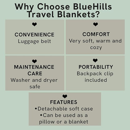 BlueHills 2-Pack Mini Premium Soft Plush Travel Blanket Pillow Airplane Essentials for Two in bag Flight Traveling Warm Portable Plane Blankets Compact Cozy Traveler Backpack Blankets Warm Beige - M26