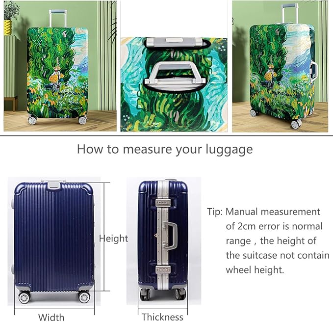fancyfree Luggage Cover Washable Suitcase Protector Anti-scratch Suitcase cover (Cypress Painting, M(22"-24" luggage))