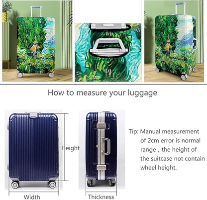 fancyfree Luggage Cover Washable Suitcase Protector Anti-scratch Suitcase cover (Cypress Painting, M(22"-24" luggage))