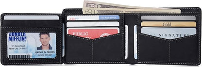 Alpine Swiss Mens Wallet for Men | RFID Protected Leather Mens Wallet | Spencer Bifold with Divided Bill Section | Gift Box | 2 ID Windows | 14 Card & Storage Pockets for Organization