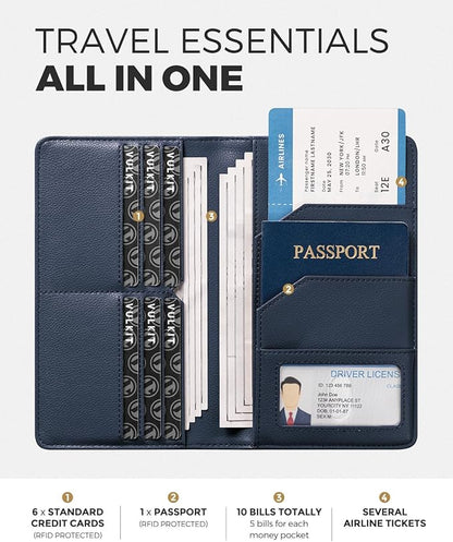 VULKIT Passport Holder Wallet RFID Blocking Travel Wallet for Men & Women