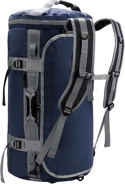 MIER Large Duffel Backpack Sports Gym Bag with Shoe Compartment, Heavy Duty and Water Resistant, Navy Blue, 45L