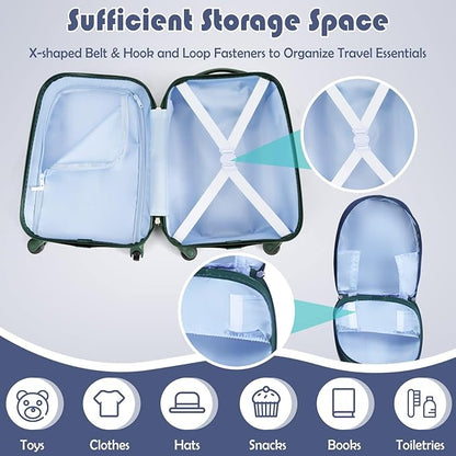 KOTEK Kids Carry On Luggage Set, 16" Hardside Rolling Suitcase with Spinner Wheels, Travel Rolling Luggage for Boys Girls (Lion)