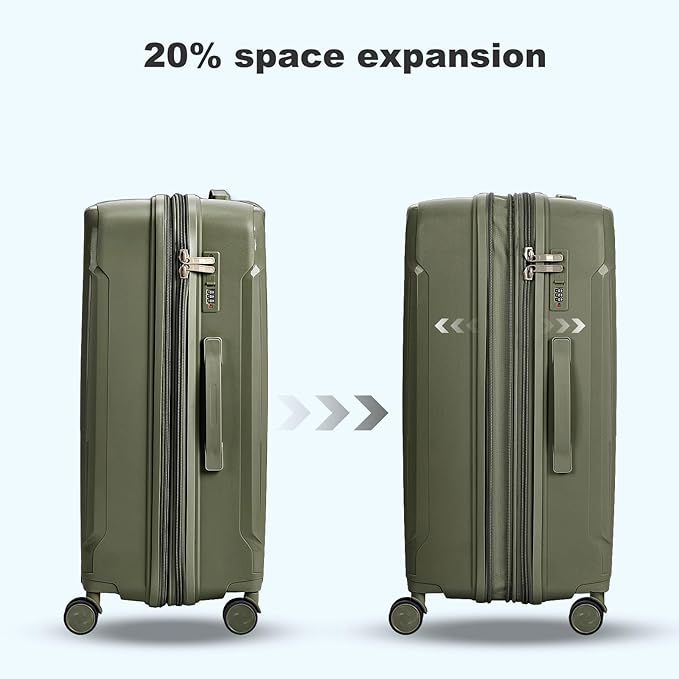 Nazhura Luggage Set, 3-Piece Hardside Suitcase Set, 20-inch Carry On, 24-inch, 28-inch Luggage