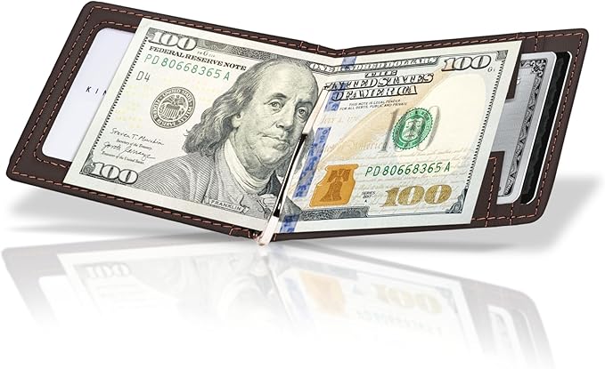 Kings Loot Money Clip Slim Minimalist Wallet for Men – RFID Blocking Leather Design with Money Clip – Front Pocket Bifold Holds 12 Cards – Stylish & Compact Wallets (Truffle)