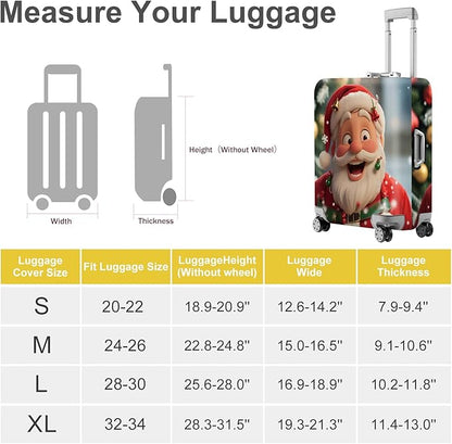 FOREVER QUEEN Santa Claus Luggage Cover Suitcase Protector Suitcase Cover Anti-Scratch,Stretchable Bag Cover Washable Durable Polyester