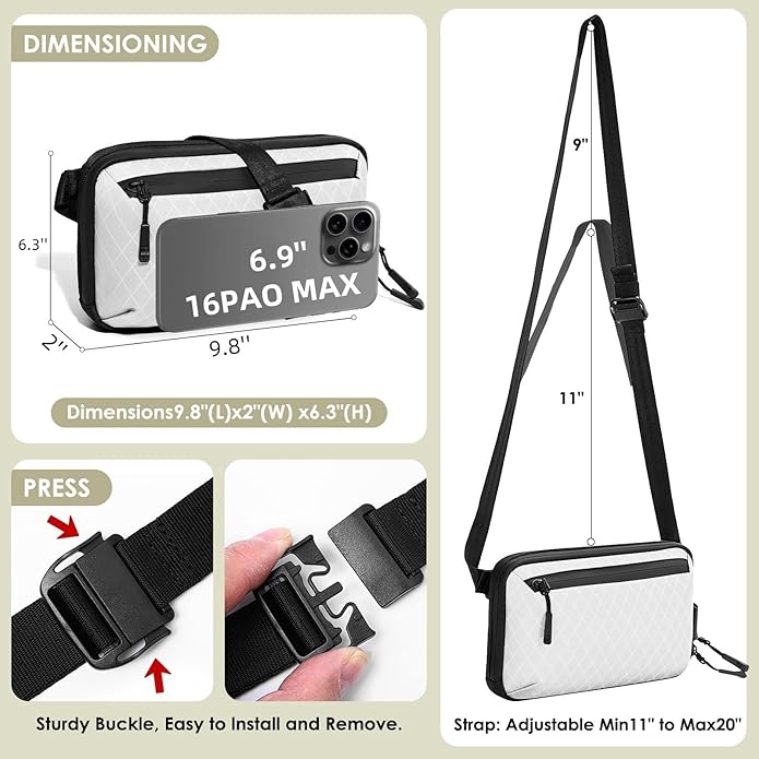 Electronics Organizer Tech Travel Pouch – Waterproof Nylon Diamond Quilted & 900D Travel Case Cable Bag for Cords Chargers