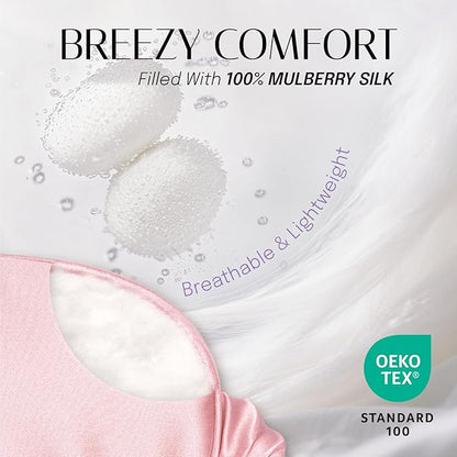 OLESILK Silk Sleep Mask, 100% Mulberry Silk Eye Mask for Sleeping, Double Layer Filling and Elastic Strap, Travel and Nap, Soft Eye Cover Eyeshade with Luxury Bag and Ear Plugs, Pink