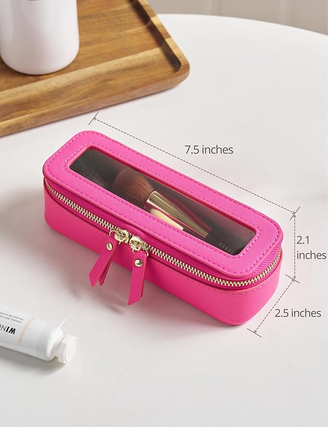 Popvibe Clear Makeup Bag Travel Cosmetic Case Transparent Toiletry Bag with Zipper, Portable Make Up Organizer Traveling Compact Car Bag for Essentials