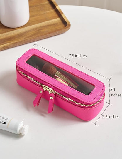 Popvibe Clear Makeup Bag Travel Cosmetic Case Transparent Toiletry Bag with Zipper, Portable Make Up Organizer Traveling Compact Car Bag for Essentials