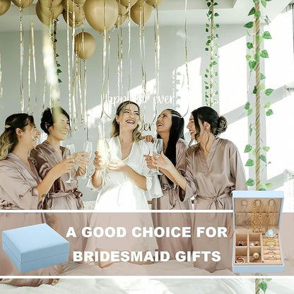 Bridesmaid Proposal Gifts Travel Jewelry Case Jewelry Travel Organizer Small Bachelorette party Jewelry Box Bridesmaid Gift Boxes Mini Storage Organizer Storage Box (6, Blue small)