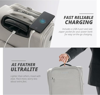 Verage Under Seat Luggage with Wheels, Softside Small Suitcase Spinner Carry On Luggage Bags for Airlines Airplanes Short Trip Men Women (Cloud Gray, 14-Inch Underseat)