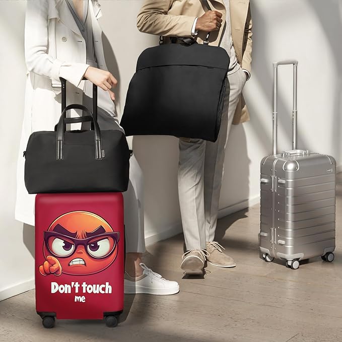 ANNA QUEEN Don't Touch Me Red Luggage Cover Washable Suitcase Protector Suitcase Cover Anti-Scratch,Stretchable Fit for 18-32Inch Luggage,Travel Bag Cover XL(fits 29-32Inch suitcase)