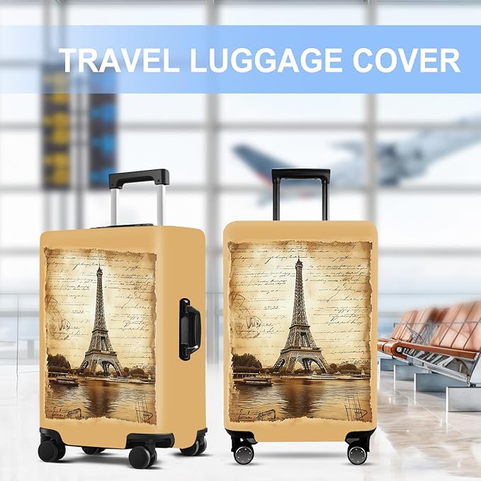Luggage Cover Washable Suitcase Protector Anti-scratch Suitcase cover Fits 20-34 Inch Luggage (Tower-3, M(24-26inch suitcase))