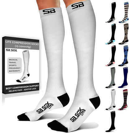 SB SOX Lite Compression Socks for Men & Women (15-20mmHg) – Best Compression Socks for Travel, Sports, and Daily Wear - XXL Sizes too!