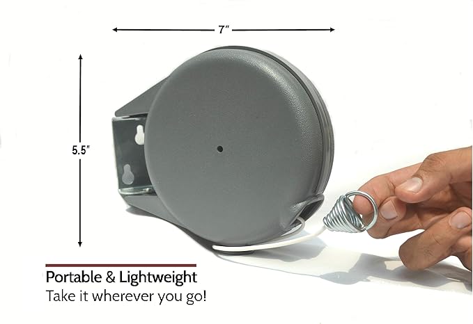 Retractable Clothesline - Portable Heavy Duty Indoor and Outdoor Washing Line - 45 Feet PVC Retracting Clothes Line with Wall Mount Hang The Wet Dry Clothing Laundry - Easy Installation (Grey)