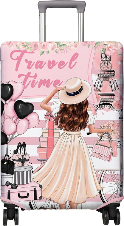 Travel Luggage Cover Suitcase Protector Fits 18-32 Inch Wheel Covers PatternedTravel Related Items Flower Luggage Protector Elastic S