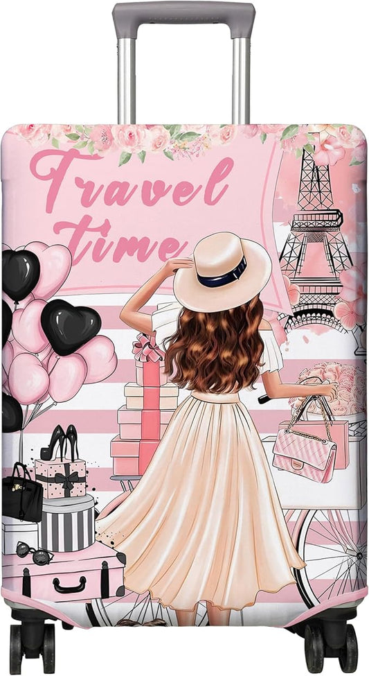 Travel Luggage Cover Suitcase Protector Fits 18-32 Inch Wheel Covers PatternedTravel Related Items Flower Luggage Protector Elastic S