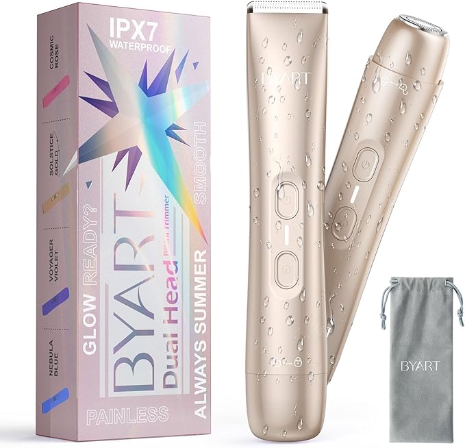 Pubic Hair Trimmer for Women – Electric Razor for Private Area & Sensitive Skin, Cordless Rechargeable Lady Shaver for Intimate Grooming – Smooth, No-Irritation, Rechargeable, IPX7 Waterproof (Gold)